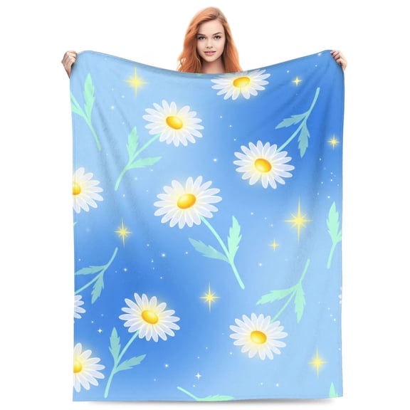 Daisy Blanket Daisy Throw Blanket Soft Warm Cozy Fuzzy Plush Flannel Daisy Flowers for Couch Sofa Bed 50x40