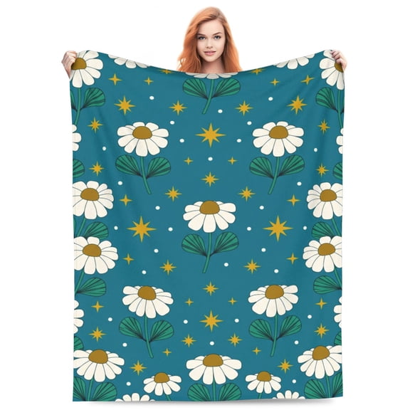 Daisy Blanket Daisy Throw Blanket Soft Warm Cozy Fuzzy Plush Flannel Daisy Flowers for Couch Sofa Bed 50x40