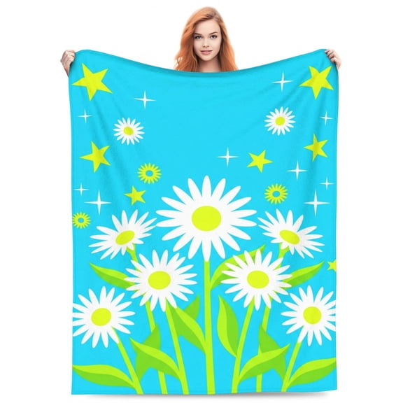 Daisy Blanket Daisy Throw Blanket Soft Warm Cozy Fuzzy Plush Flannel Daisy Flowers for Couch Sofa Bed 50x40