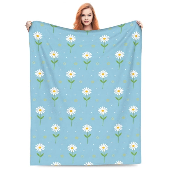 Daisy Blanket Daisy Throw Blanket Soft Warm Cozy Fuzzy Plush Flannel Daisy Flowers for Couch Sofa Bed 50x40
