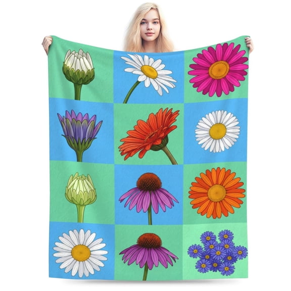 Daisy Blanket Modern Aesthetic Flowers Pattern Throw for Apartment Couch Bed, Unique Gifts for Adults 50x40