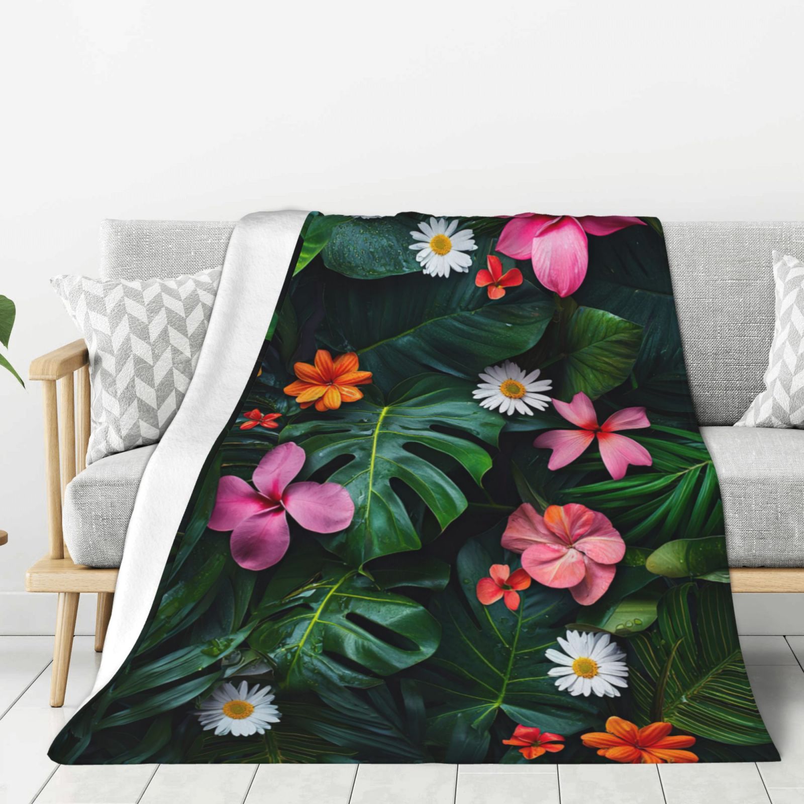 Cute Colorful Daisy Pattern Print Throw Blanket main image 0