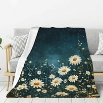 Daisy Blanket Soft Cozy Flannel Throw Blankets Starry Daisy Flowers Themed Printed Decor Blanket for Couch Sofa Bed Chair 50x40