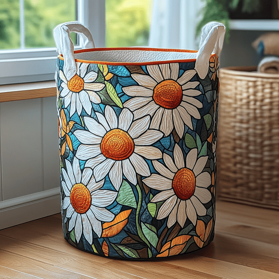 Daisy Bliss Quilted Laundry Basket