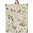 thumbnail image 1 of Daisy Bloom Flower Blanket White Floral Throw Blankets with Green Leaves,Birthday Gifts for Women Girls,Lightweight Soft Fleece,for Sofa Couch Bed Room Spring Artistic Decor 50x60in, 1 of 5