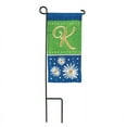 thumbnail image 1 of Daisy Blue Green Monogrammed K 8.5 x 4 Burlap Mini House Flag, 1 of 2