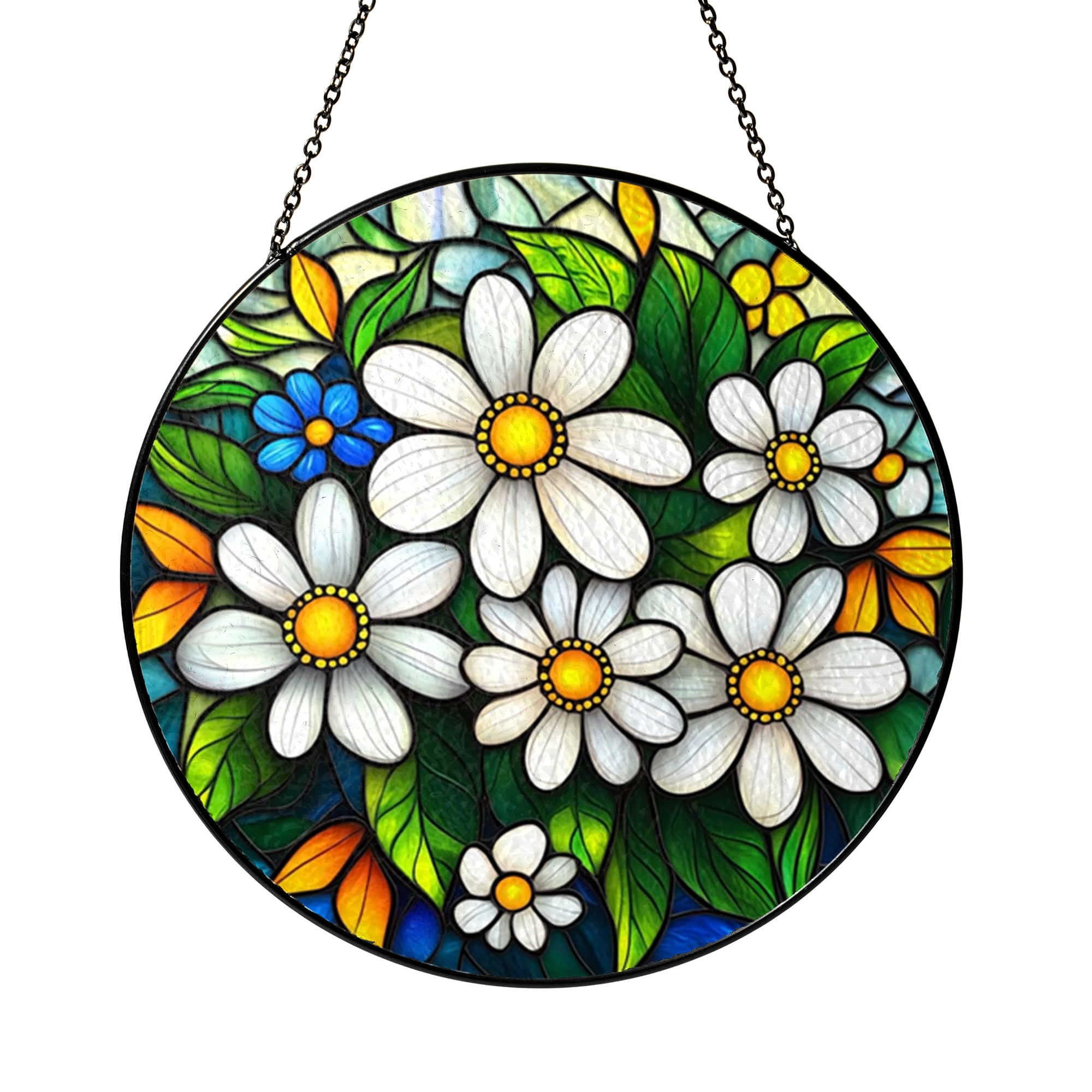 Window Flower Glass Daisy Bouquet Pressed Flower Glass Frame Ornament, Minimal Botanical ...