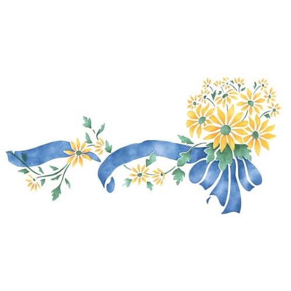 Daisy Bouquet with Ribbon Wall Stencil SKU #2055 by Designer Stencils