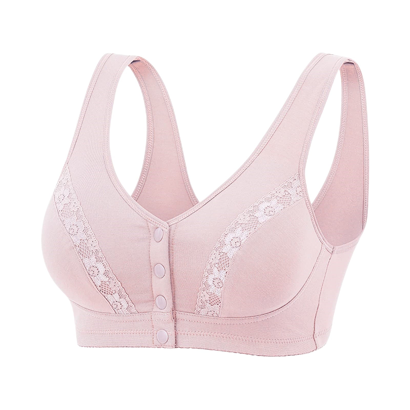 Daisy Bra for Older Women Everyday Cozy Bras Convenient Cotton Front Button Snap Bras for