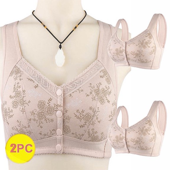 Daisy Bra for Seniors Front Snap Closure Bras Comfortable Wireless Bras Stretchy Daily Breathable Sports Bra Solid Underwear
