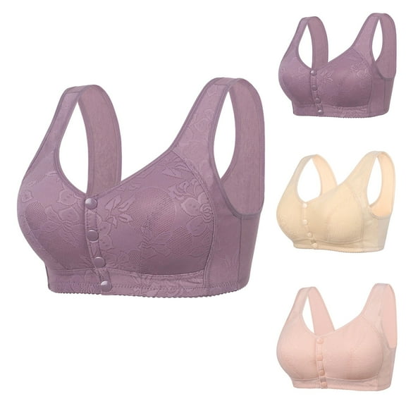 Daisy Bras, 2025 Upgrade Front Closure Bra Cotton Bra Daisy Bras for Older Women, Comfortable Bra No Underwire Plus Size Bra