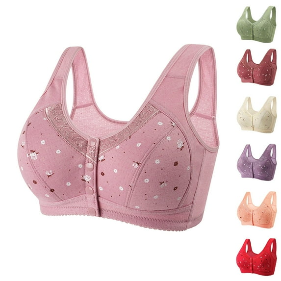 Daisy Bras, 2025 Upgrade Front Closure Bra Cotton Bra Daisy Bras for Older Women, Comfortable Bra No Underwire Plus Size Bra