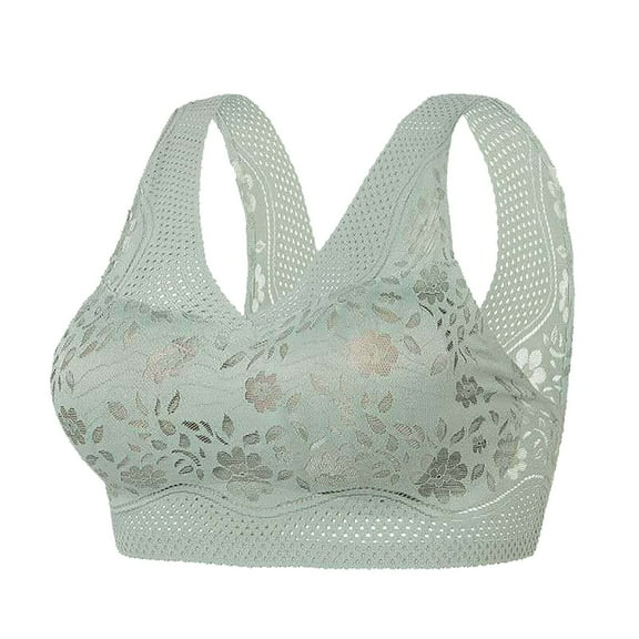 Daisy Bras for Older Women 2025 No Underwire Bra Comfy Front Closure Bras Full Support No Underwire Bras Front Snap Bras for Senior Women, Daisy Bra for teen girls #03 Green,M