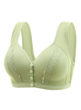 Front Closure Bras for Women,Daisy Bra for Seniors,Convenient Front Button  Unlined Wirefree Full Coverage Cotton Bras