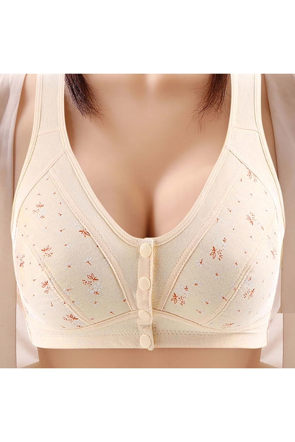 Daisy Bras for Older Women Front Closure Push up Bra No Underwire Senior Bra with Snaps 2025 Upgraded Breathable Cotton Bras, Limited Time Under 10 Dollars