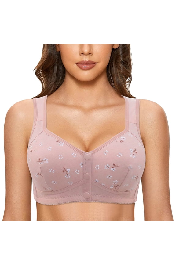 Daisy Bras For Older Women Plus Size Bracelets Women'S Daisy Bra Sports Push Up Bras For Women No Underwire High Support Front Closure Charm Daisy Bras Front Snaps #01 Pink,Xxl