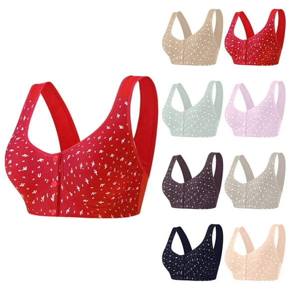 Daisy Bras for Older Women, 2025 Upgraded Front Closure Bra, Wireless Full Coverage Comfort Bra No Underwire Plus Size Cotton