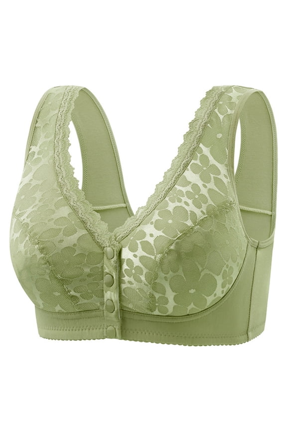 Daisy Bras for Older Women 2026 Comfy Convenient Front Closure Bra Full Support No Underwire Bras Green 40