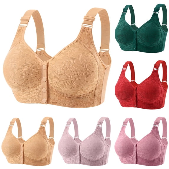 Daisy Bras for Older Women, 2026 New Daisy Bra for Seniors No Underwire Front Closure Wireless Snap Closing Bra 28# Complexion 46