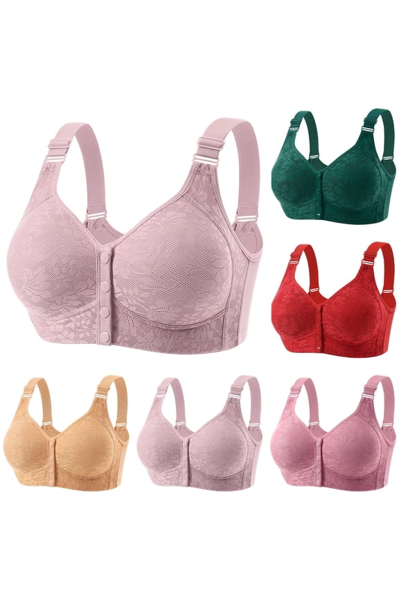 Daisy Bras for Older Women, 2026 New Daisy Bra for Seniors No Underwire Front Closure Wireless Snap Closing Bra 28# Light Gray 40