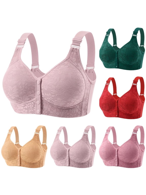 Daisy Bras for Older Women, 2026 New Daisy Bra for Seniors No Underwire Front Closure Wireless Snap Closing Bra 28# Light Gray 48