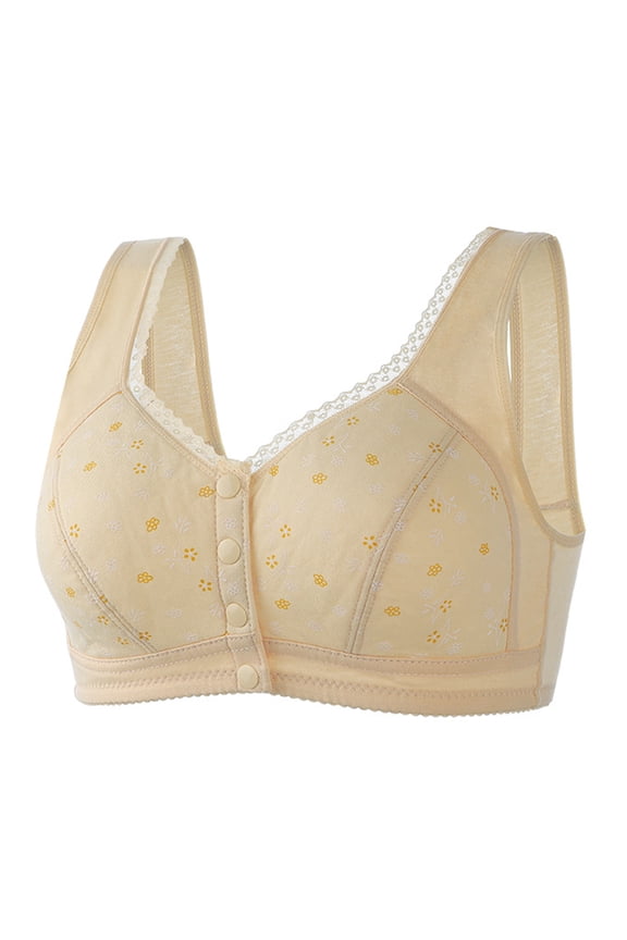 Daisy Bras for Older Women, 2026 New Front Snap Bras for Seniors, Daisy Bra for Women Front Closure No Underwire Bra,Beige,44