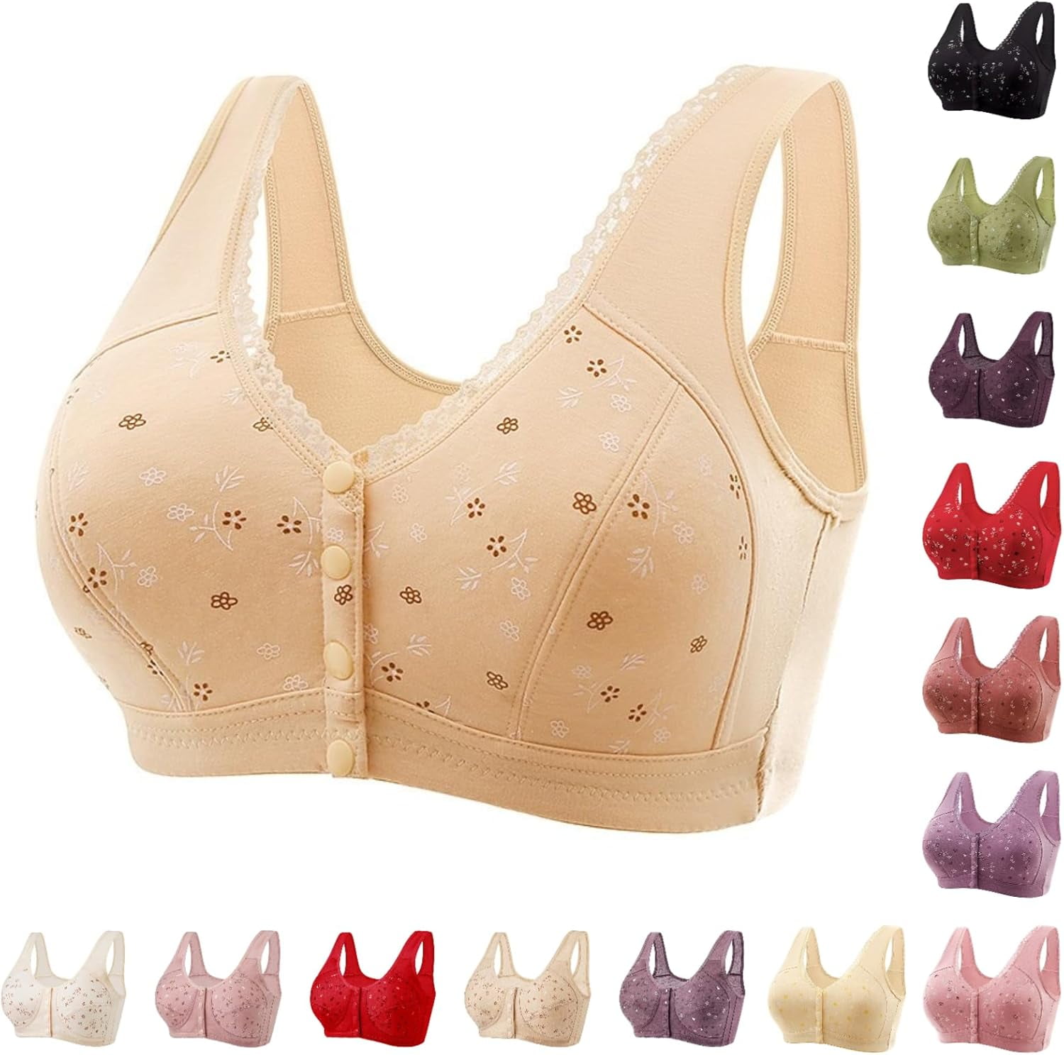 Daisy Bras for Older Women Comfy Convenient Front Closure Bras No ...