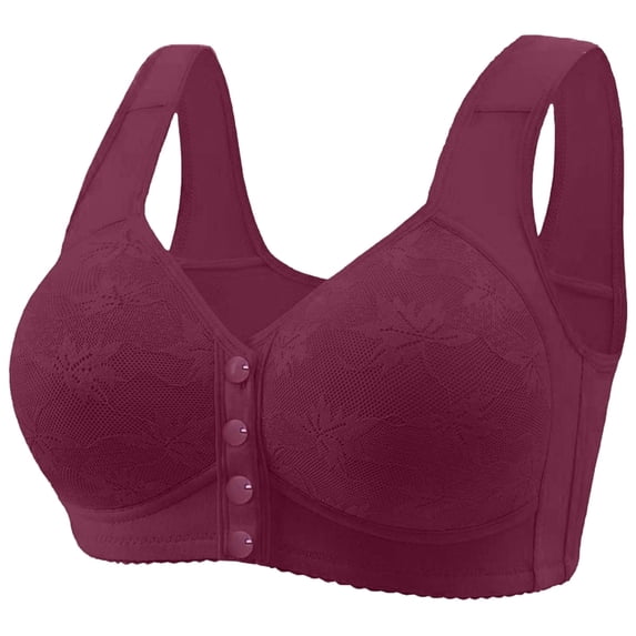 Wireless Bras for Older Womens Plus Size Bra Front Closure Comfortable Push up Daisy Bralettes Everyday Wear