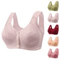 thumbnail image 1 of Daisy Bras for Older Women Front Closure Convenient Everyday Bras Mid Buttons Comfortable No Underwire Gathering Bras Light Gray 36, 1 of 6