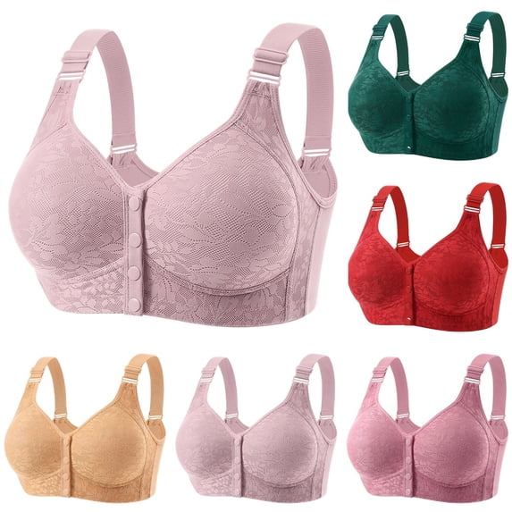Daisy Bras for Older Women Front Closure No Underwire Comfortable Bra Breathable Push Up Full Coverage Bralette 13# Light Gray 36