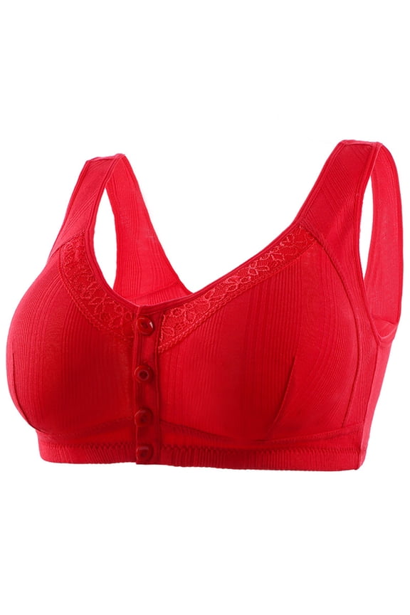 Daisy Bras for Older Women Front Closure No Underwire Full Coverage Everyday Bras Comfort Breathable Cotton Bralette