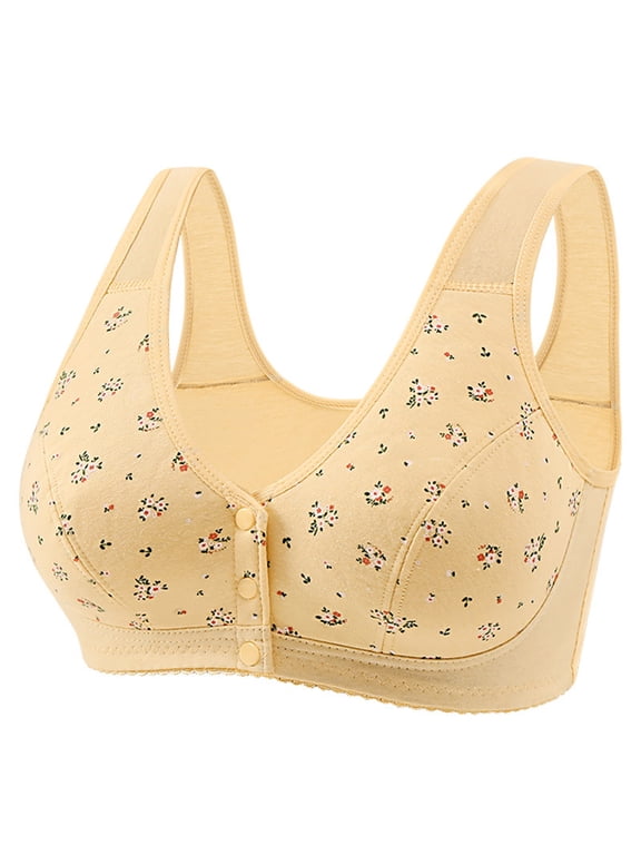 Daisy Bras for Older Women Front Closure No Underwire Plus Size Push Up Bra Comfy Supportive Snap Everyday Bras for Senior