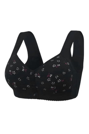 Daisy Bras for Older Women | Front Closure Womens Plus Size Bra, Full Coverage Wireless Underwear Supportive 2025 Black 44