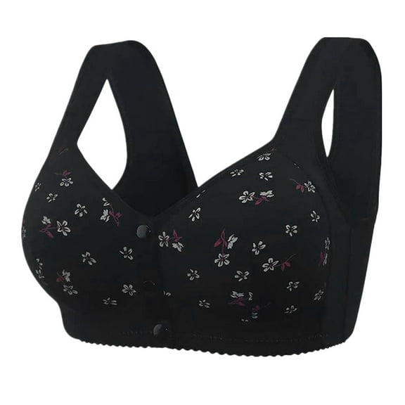 Daisy Bras for Older Women | Front Closure Womens Plus Size Bra, Full Coverage Wireless Underwear Supportive 2025 Black 44
