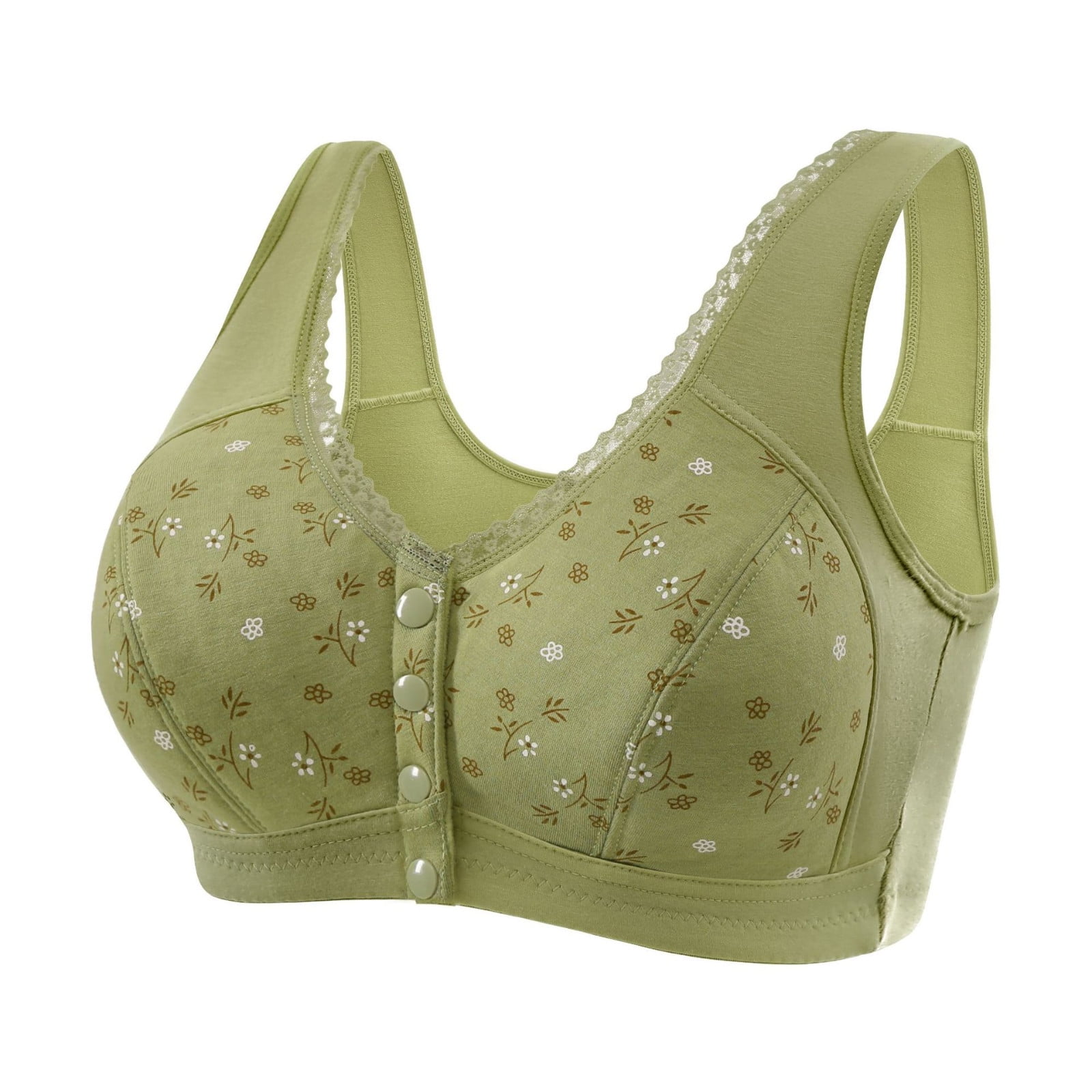 3-Pack Daisy Bras For Older Women - No Underwire, Front Closure, Comfort Push Up, Full Coverage Wireless Bra