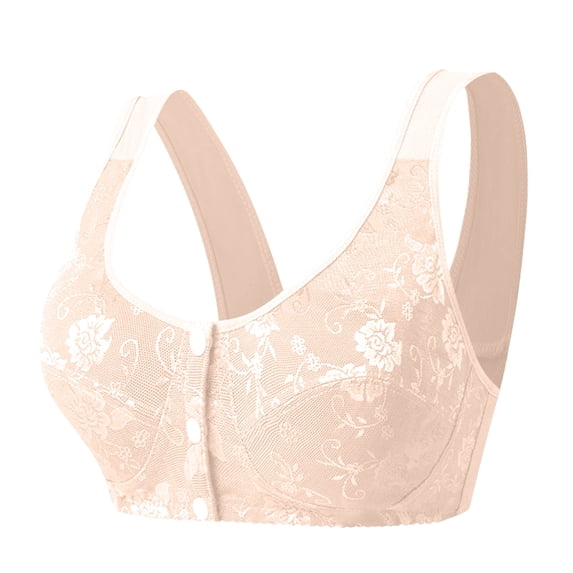 Daisy Bras for Older Women No Underwire Front Closure Comfort Senior Wireless Snap Closing Bra,Complexion,38