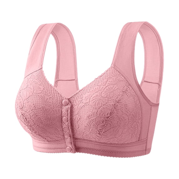 Daisy Bras for Older Women Plus Size Front Button Lace Bra Wireless ...