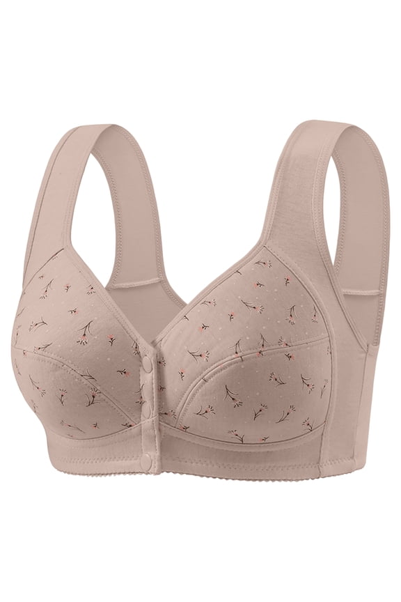Daisy Bras for Older Women Plus Size Front Closure Wireless Bra Uplift Comfortable No Underwire Bras for Seniors 2025 Light Gray 42