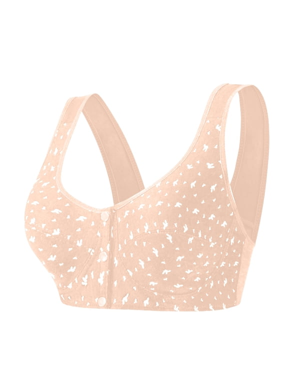 for Older Women Senior Wireless Front Snap Cotton Bras 2025 Full Coverage Breathable Push Up Bra