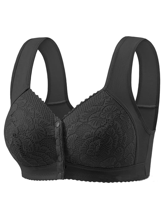 Daisy Bras for Older Women Snap Front Closure Push Up Wireless No Underwire Bralette