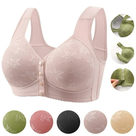 Cyglowse Bras with Front Closure for Older Women, Open Front Bras for Seniors, Pink Bras 50