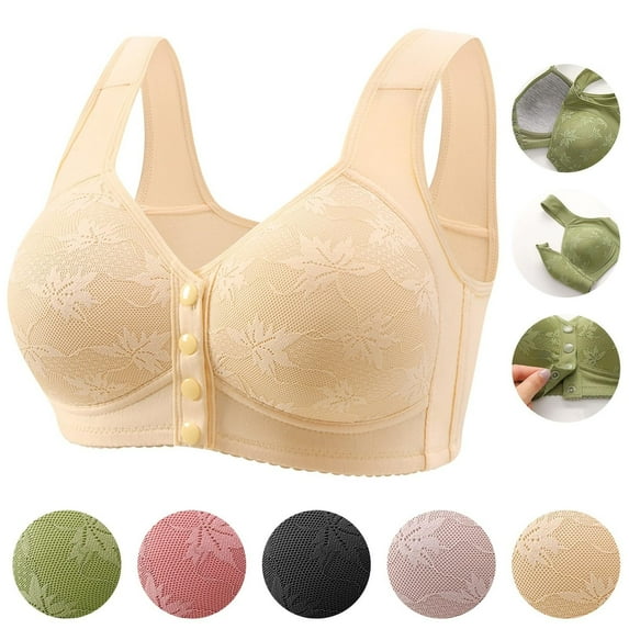 Cyglowse Bras with Front Closure for Older Women, Open Front Bras for Seniors, Complexion Bras 42