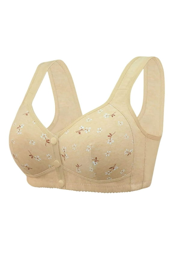 for Women No Underwire Front Closure Comfort Senior Wireless Snap Closing Bra