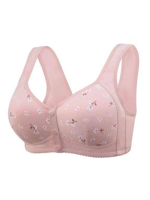for Women No Underwire Front Closure Comfort Senior Wireless Snap Closing Bra