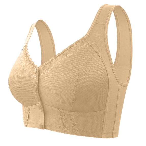 Daisy Bras for Women No Underwire Front Closure Comfort Senior Wireless Snap Closing Bra