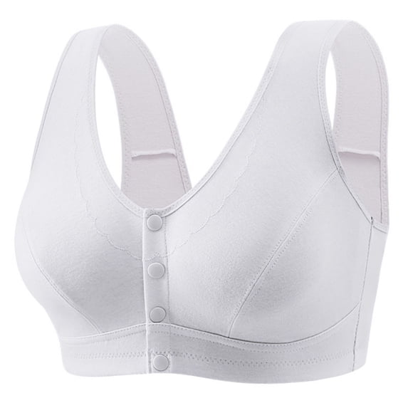 Daisy Bras for Women Plus Size No Underwire Full Coverage Front Closure Padded Bra Upgraded Everyday Support Bralette (White,XXXXXXL)
