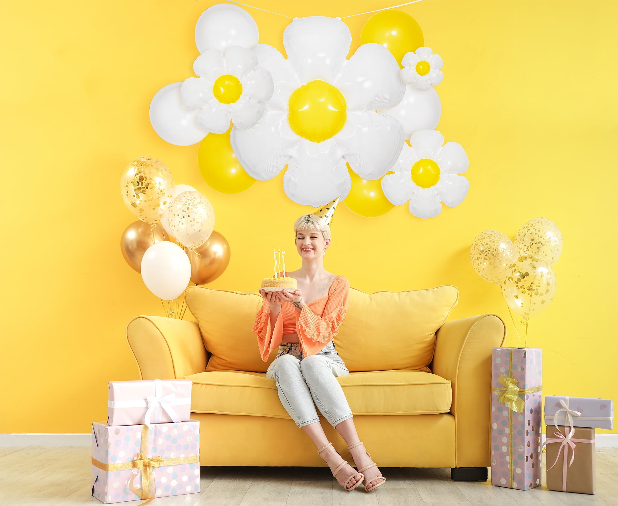 White/Yellow Daisy Balloon Kit, 10 Pieces, by Way To Celebrate