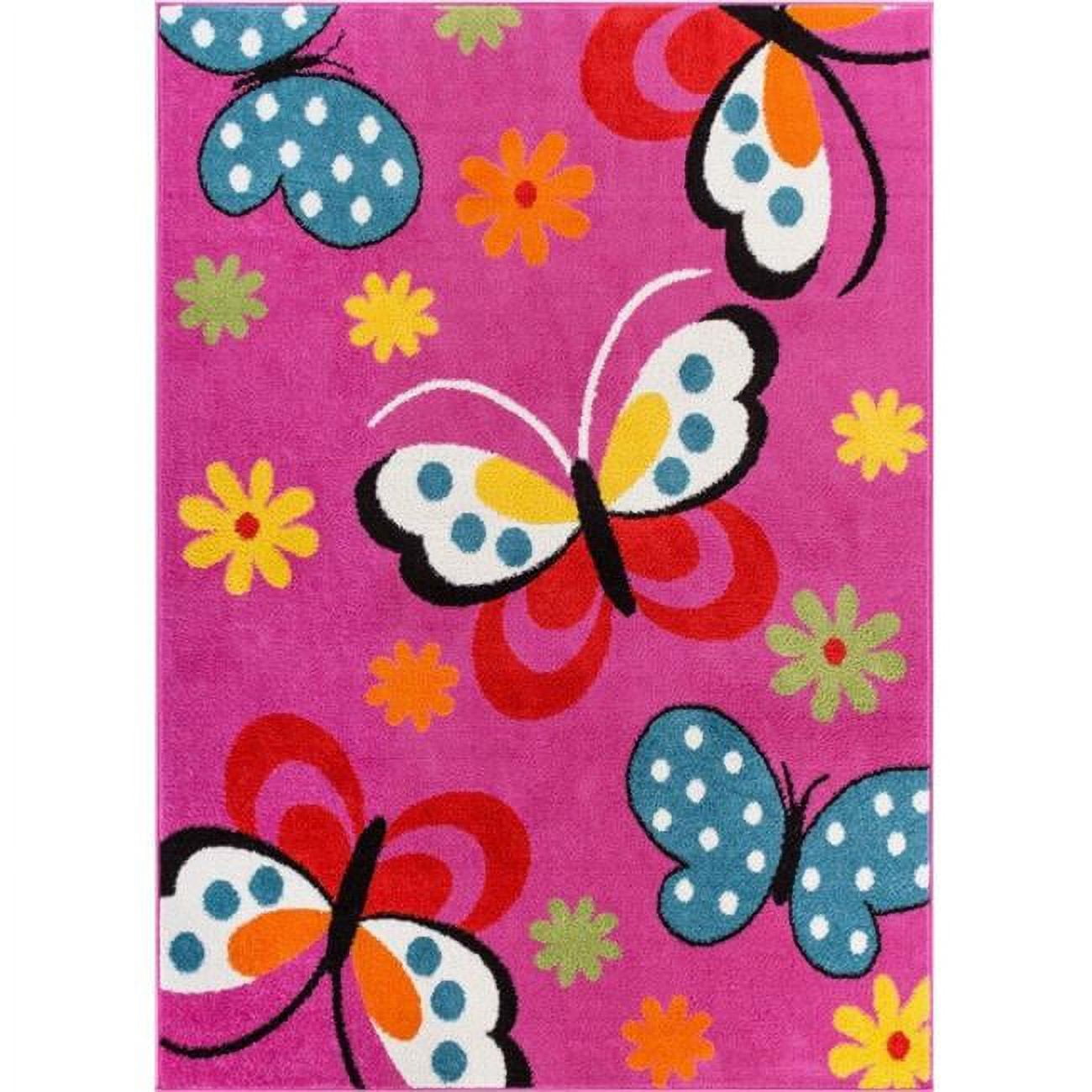 Pink Butterfly Rugs Daisy Butterflies Kids Rug, Pink - 3 ft. 3 in. x 5 ft. - Walmart.com
