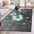 thumbnail image 1 of Daisy Butterfly Area Rugs 2.7'x5', Washable Small Throw Rugs for Kitchen Bedroom, Spring Floral Teal Butterflies Modern Art Indoor Outdoor Rug Non-Slip Low Pile Carpet Runner Reversible Floor Mats, 1 of 8