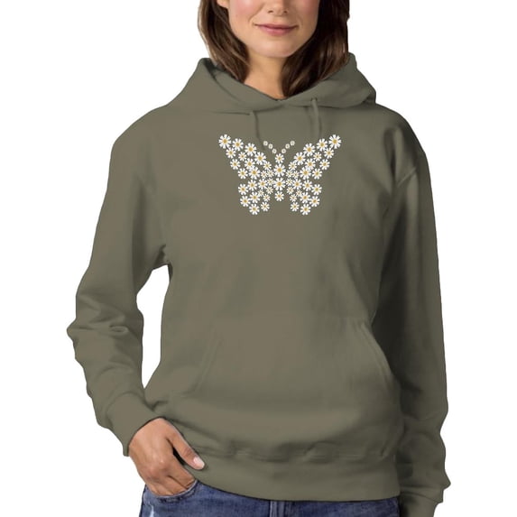 Daisy Butterfly Hoodie Women -Image by Shutterstock, Female 5X-Large